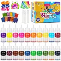 lenbest 20 Colores Tie Dye DIY Kit- 120 Ml Tinta Teñido Anudado para Teñir Telas- Kit de Pintura Textil de Tela de Ropa…